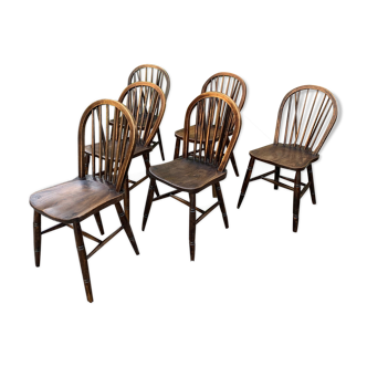 6 chaises Windsor estampillées