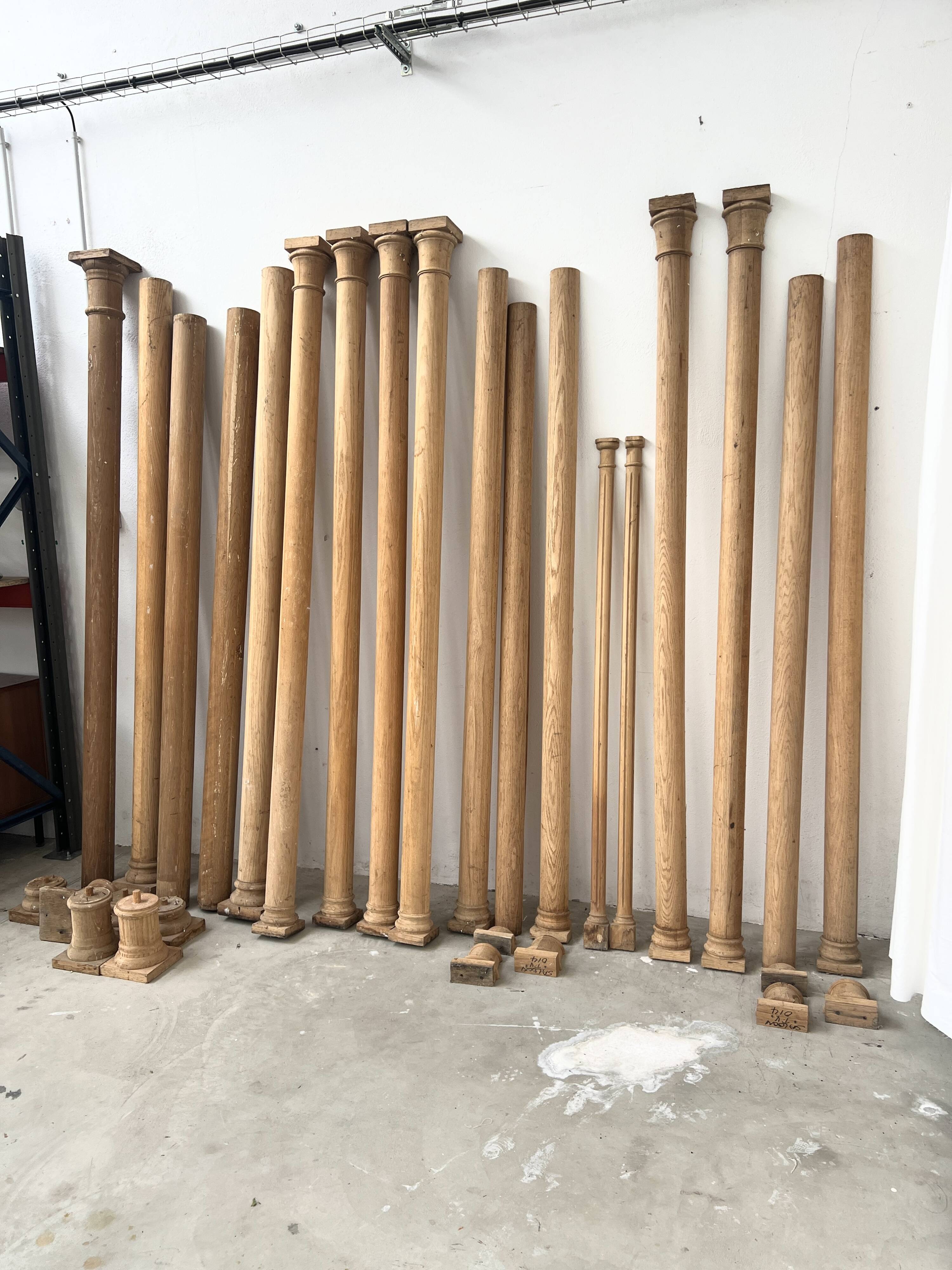 Set of solid oak columns and half-columns