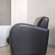 Vintage club armchair in dark brown leather – 1980s-1990s style