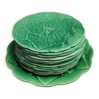 Service à dessert feuilles de vignes barbotine Gien vintage