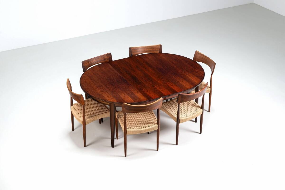 Gunni Omann large dining table in rosewood Omann Jun Denmark 1960
