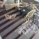 Japanese patterned coffee table, tapered legs and brass, vintage.