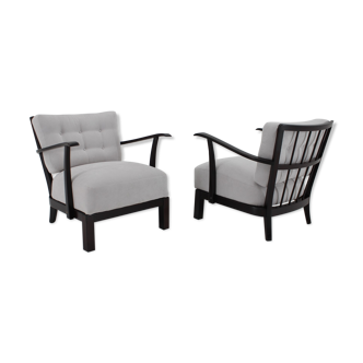 Paire de fauteuils en chêne, Tchécoslovaquie 1950