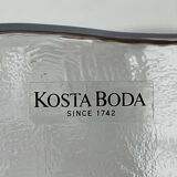 Large vintage Swedish glass bowl with floral decoration by Ann Wärff for Kosta Boda, 1970s.