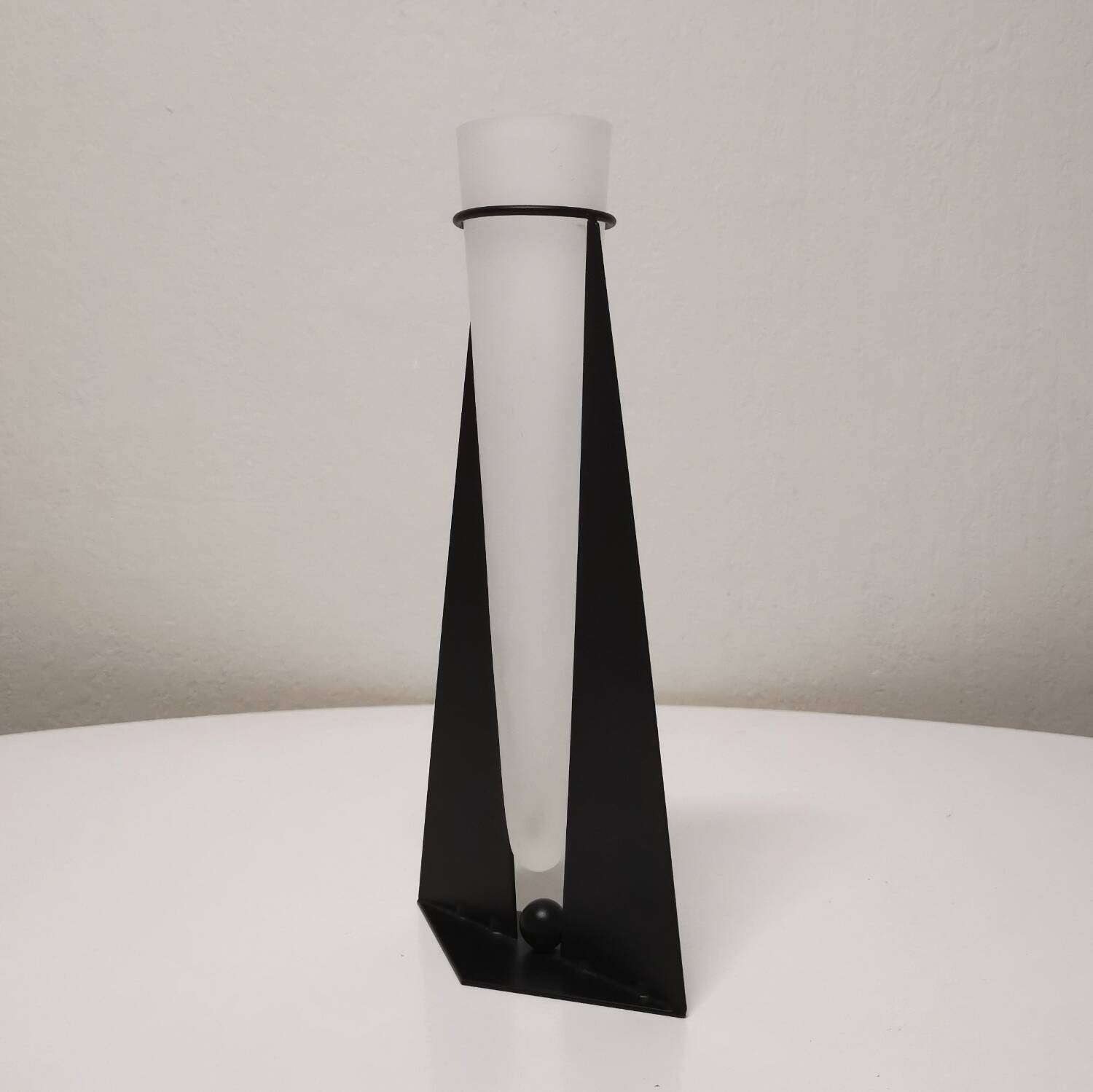 Postmodern metal and glass vase