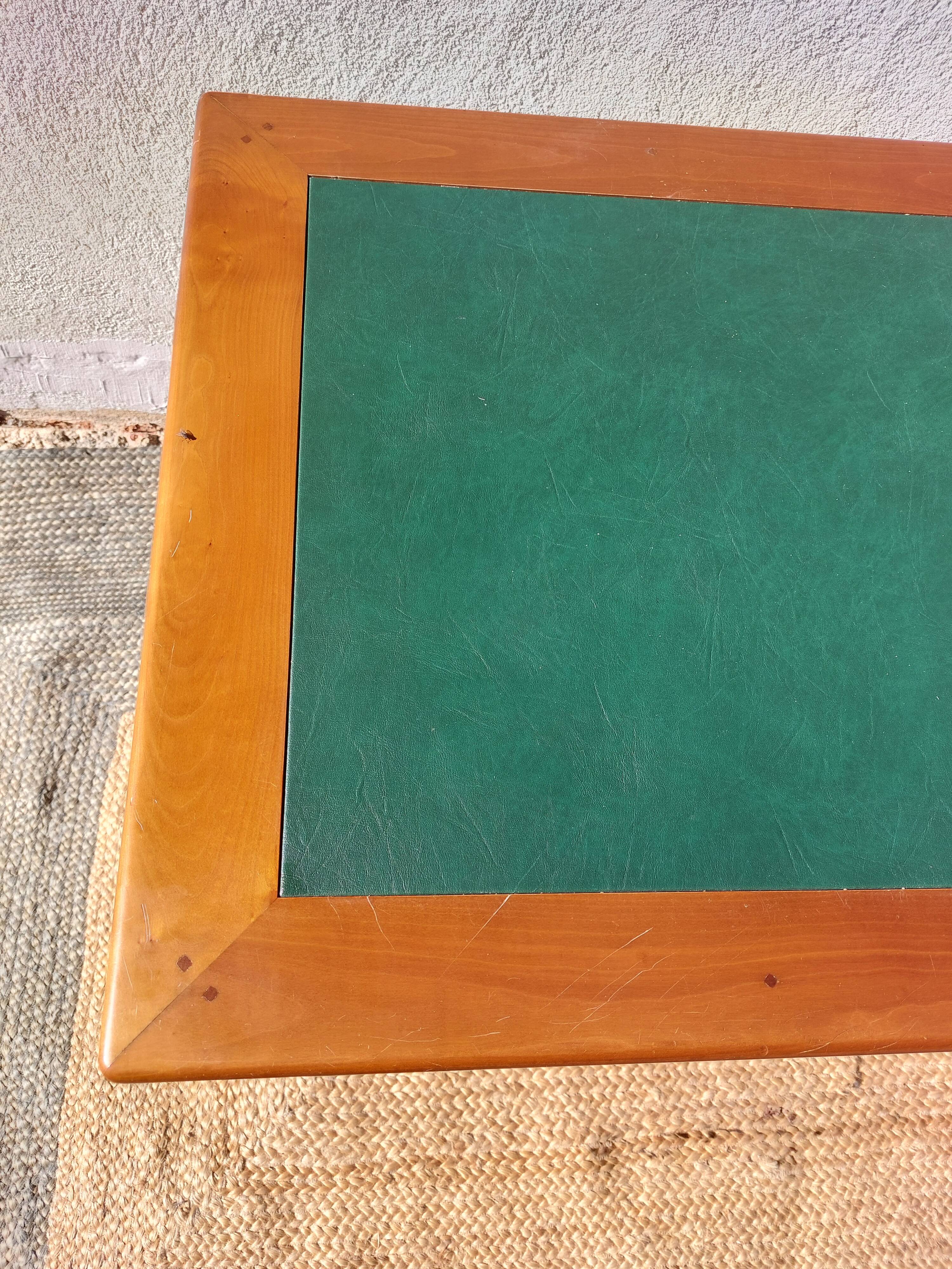 Desk, green leather top