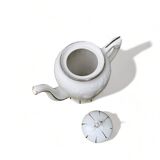 Porcelain coffee pot with floral pattern and silver stem
