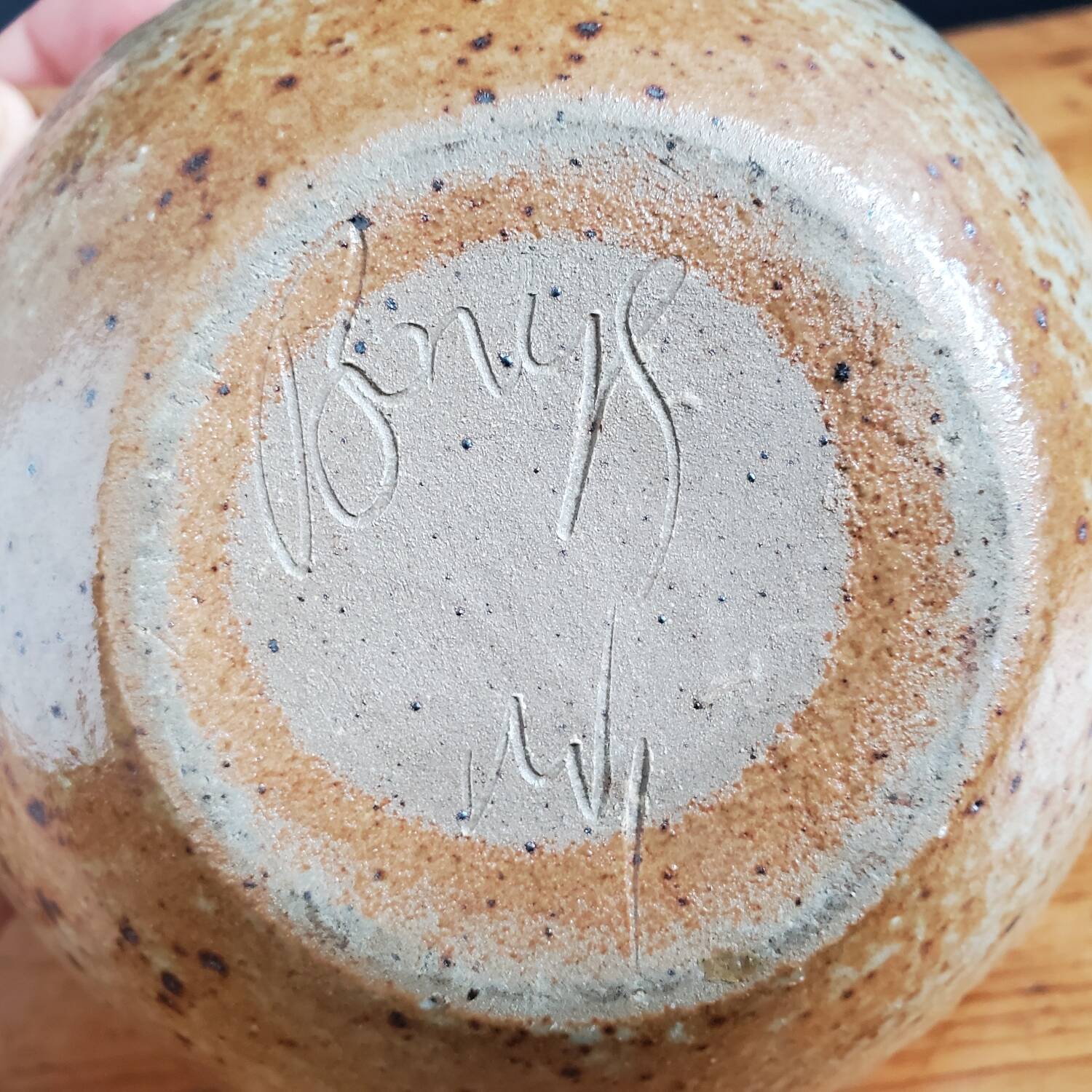 Large signed stoneware bowl