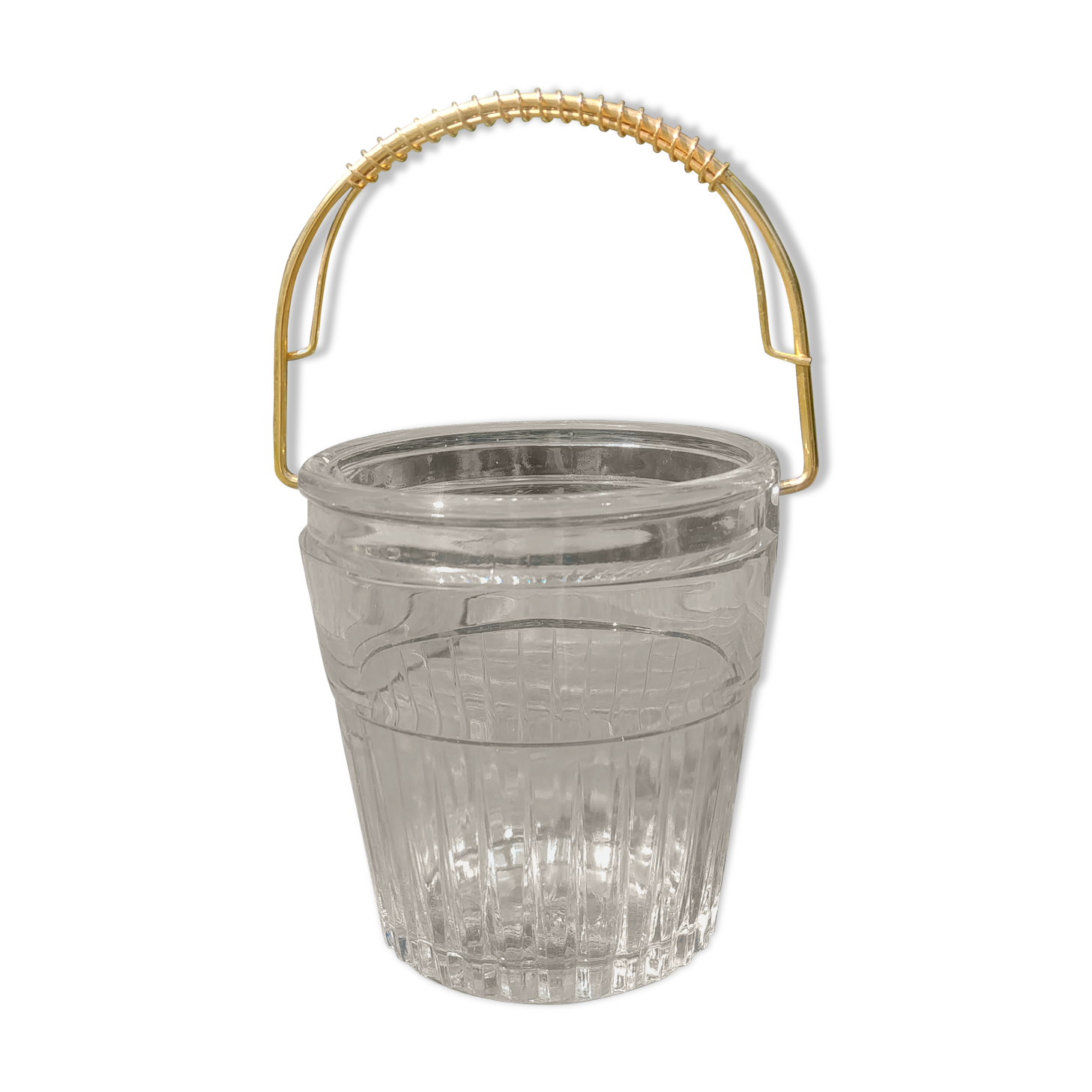Vintage cut glass ice bucket 60s