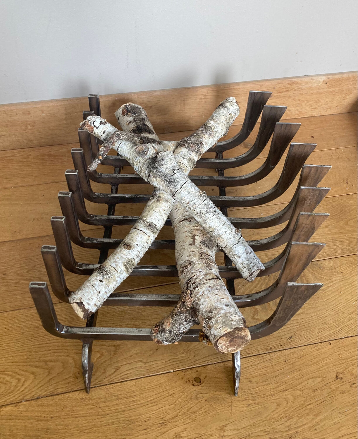 Large 19th century wrought iron log rack