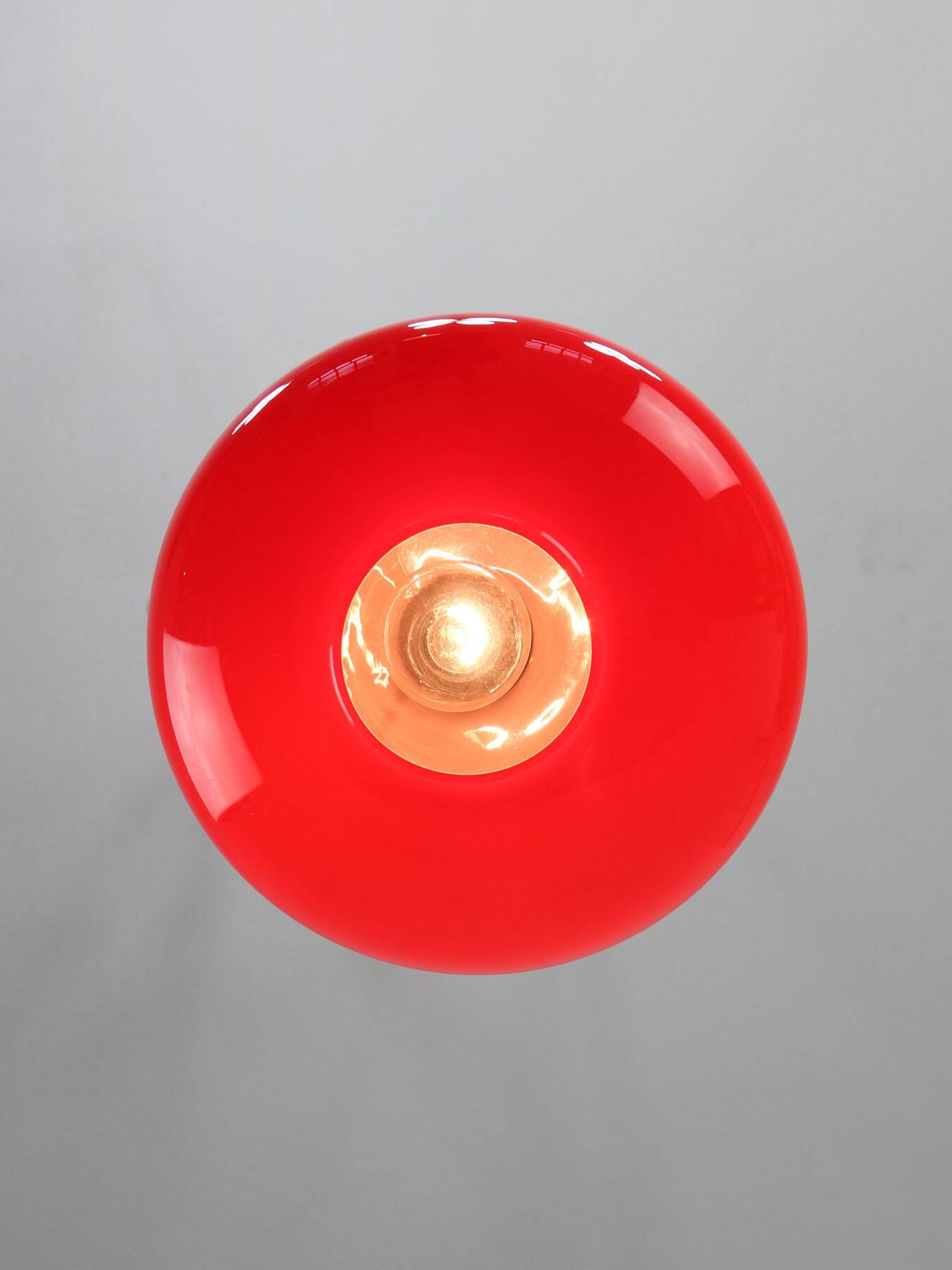 Mid-century Modern Italian Brass and Red Glass Pendant Lamp, 1960s