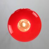 Mid-century Modern Italian Brass and Red Glass Pendant Lamp, 1960s