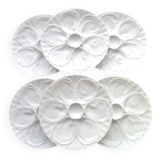 6 Oyster plates Porcelain Pillivuyt