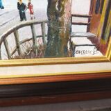 Peinture représentant une ruelle d'époque