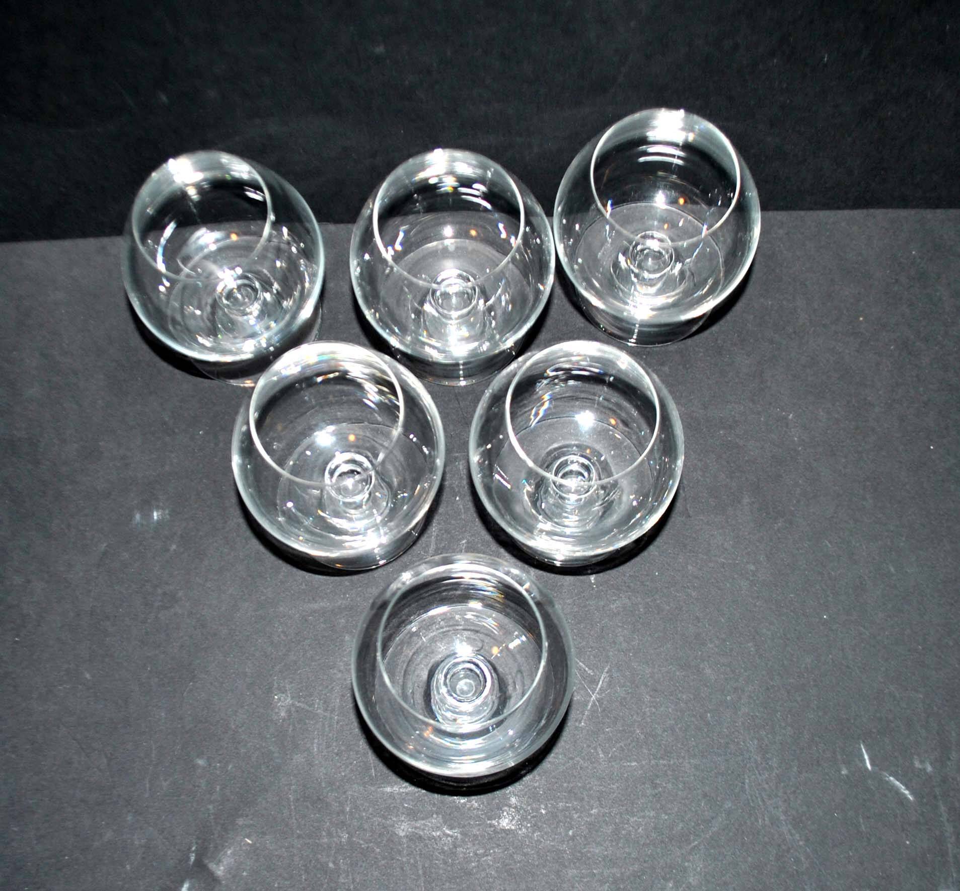 Set of 6 crystal digestive balloon glasses - vintage rum cognac glasses