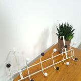 Vintage wall coat rack black white with hooks vintage