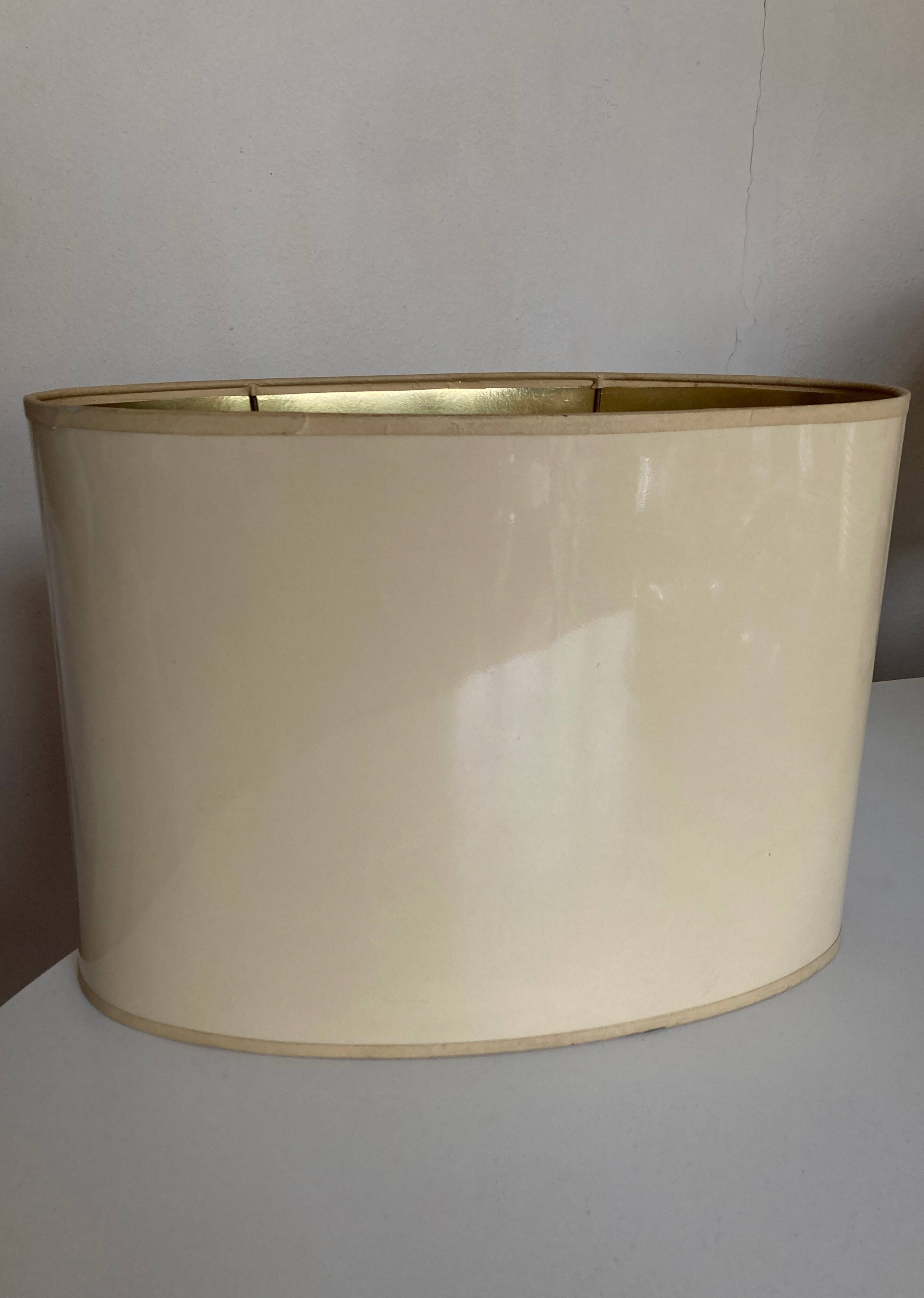 Oval lampshade hot water bottle lamp lacquered cardboard lined with gold 1970