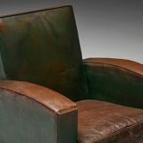 Art Deco Leather Club Chairs, France, 1930s