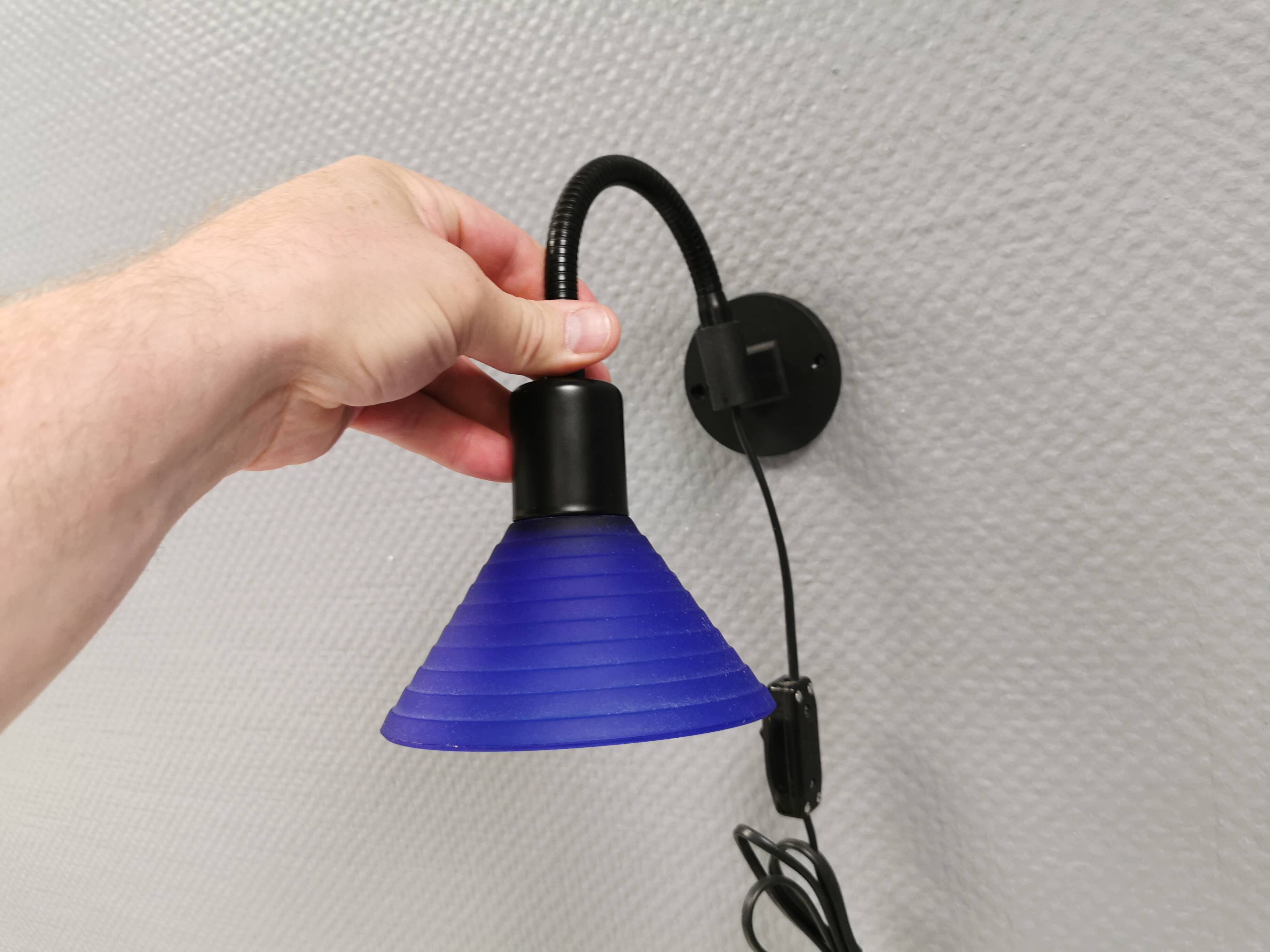 A set of wall lamps with blue glass shades from Danske Design-Light, 1980s.