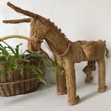 Braided straw donkey, popular art Spain, 1970s
