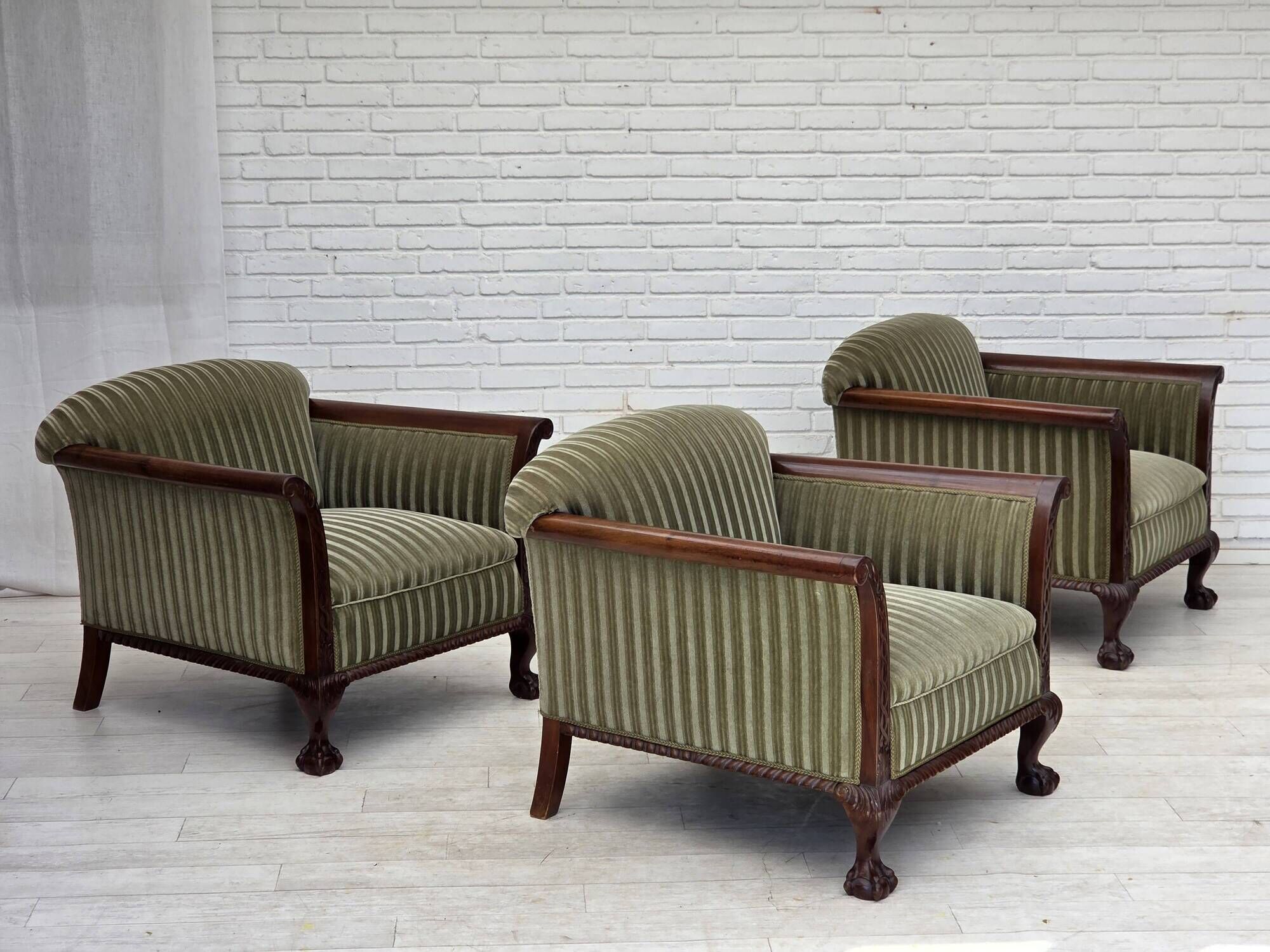 1950s, Danish armchair, furniture velour, teak wood.