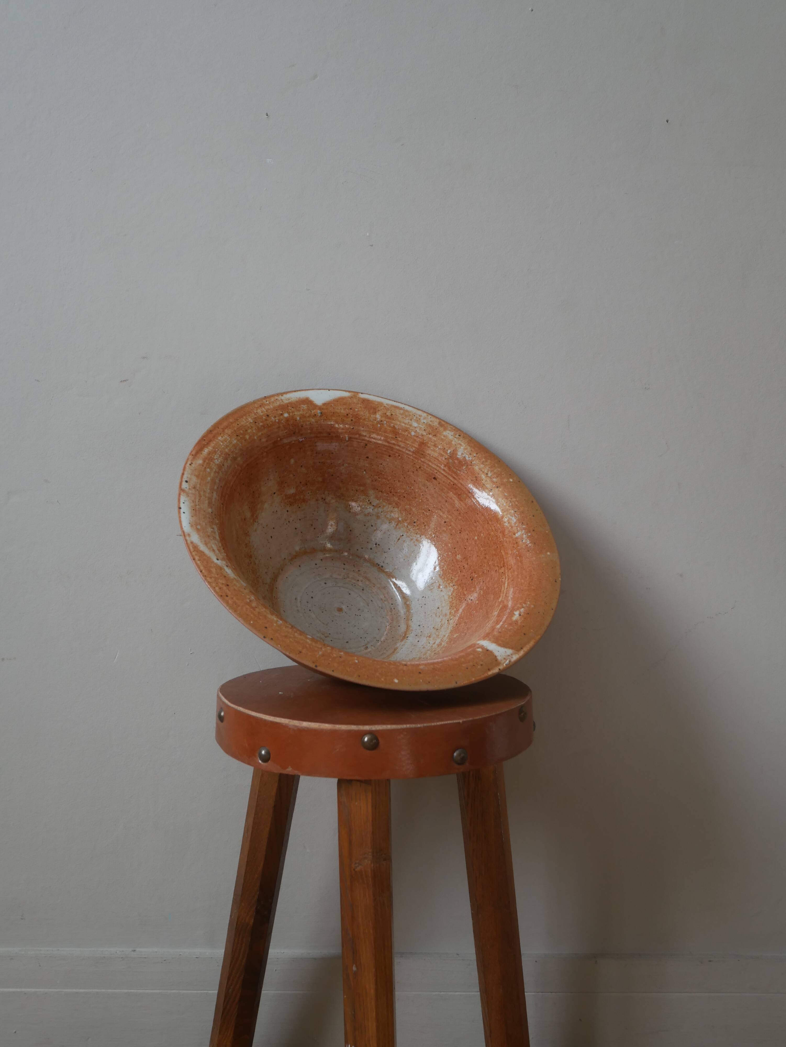 Ceramic stoneware salad bowl handmade pottery handcrafted bohemian country decoration