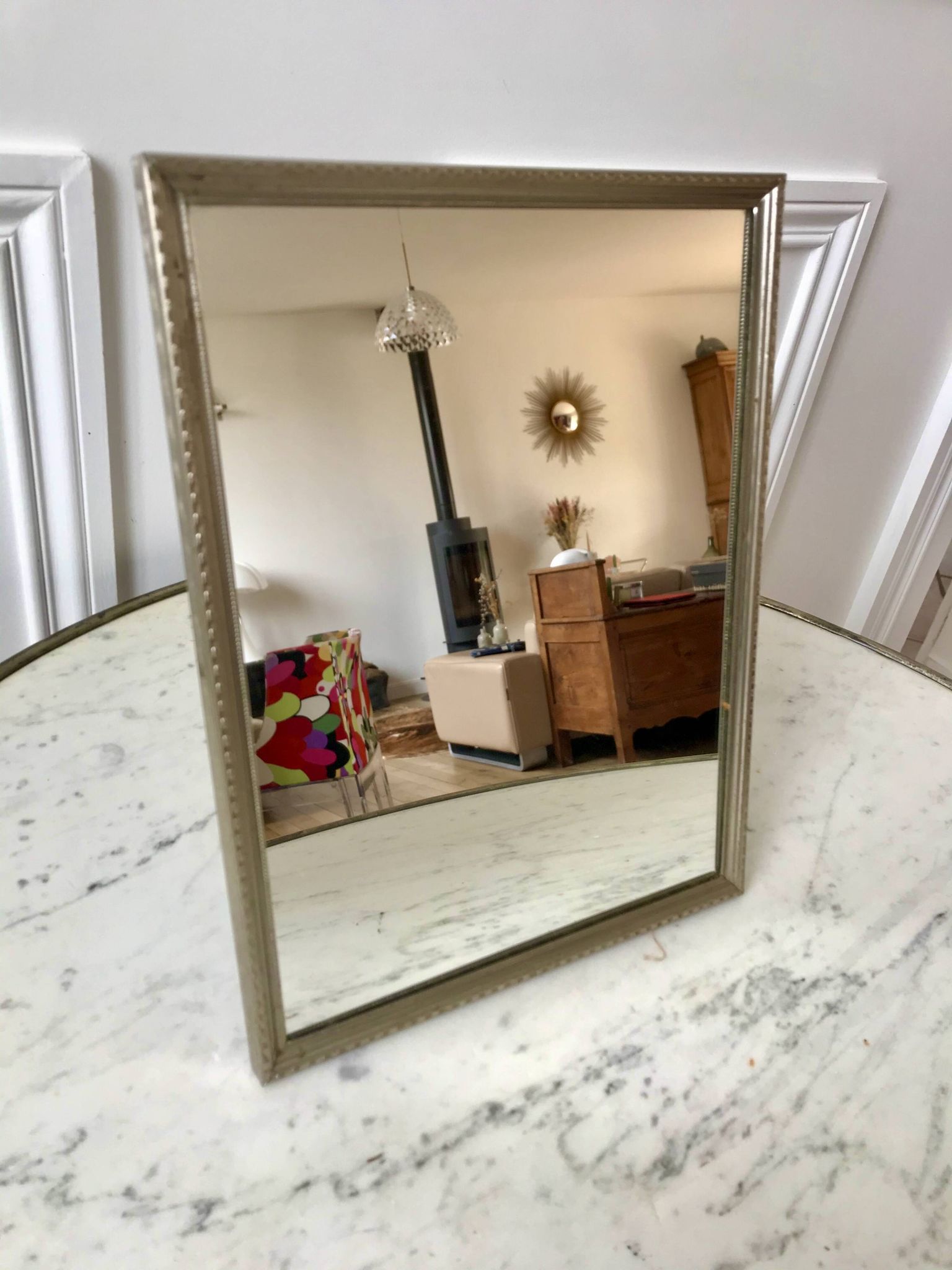miroir en acier chromé années 40-50