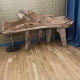 Carved teak bench