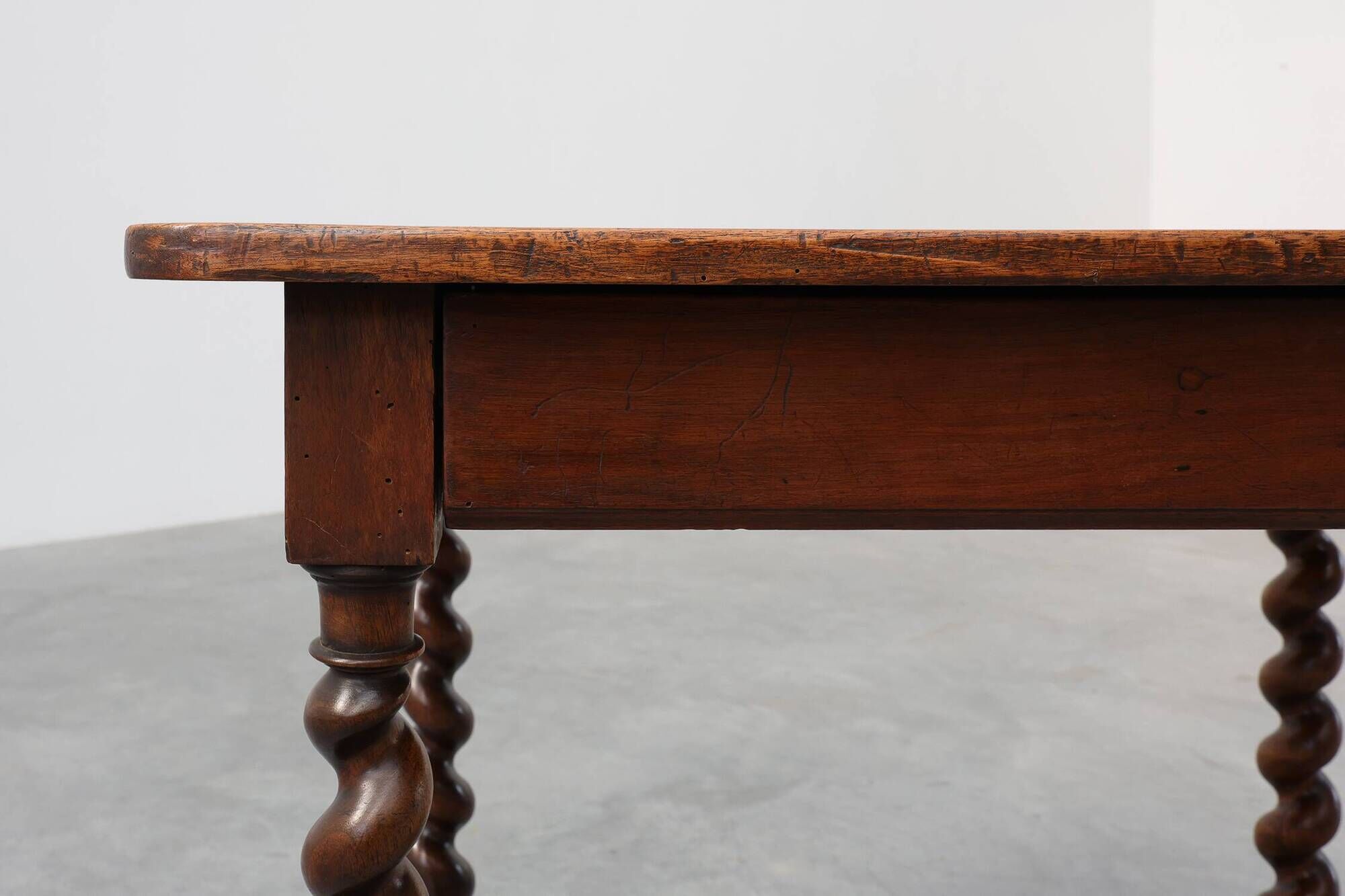 French Barley Twist Walnut Side Table with Drawer, circa 1880