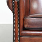 Sheepskin Leather Club Chair with Black Piping