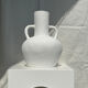 Handcrafted terracotta vase painted white with double handles h:40 d:30