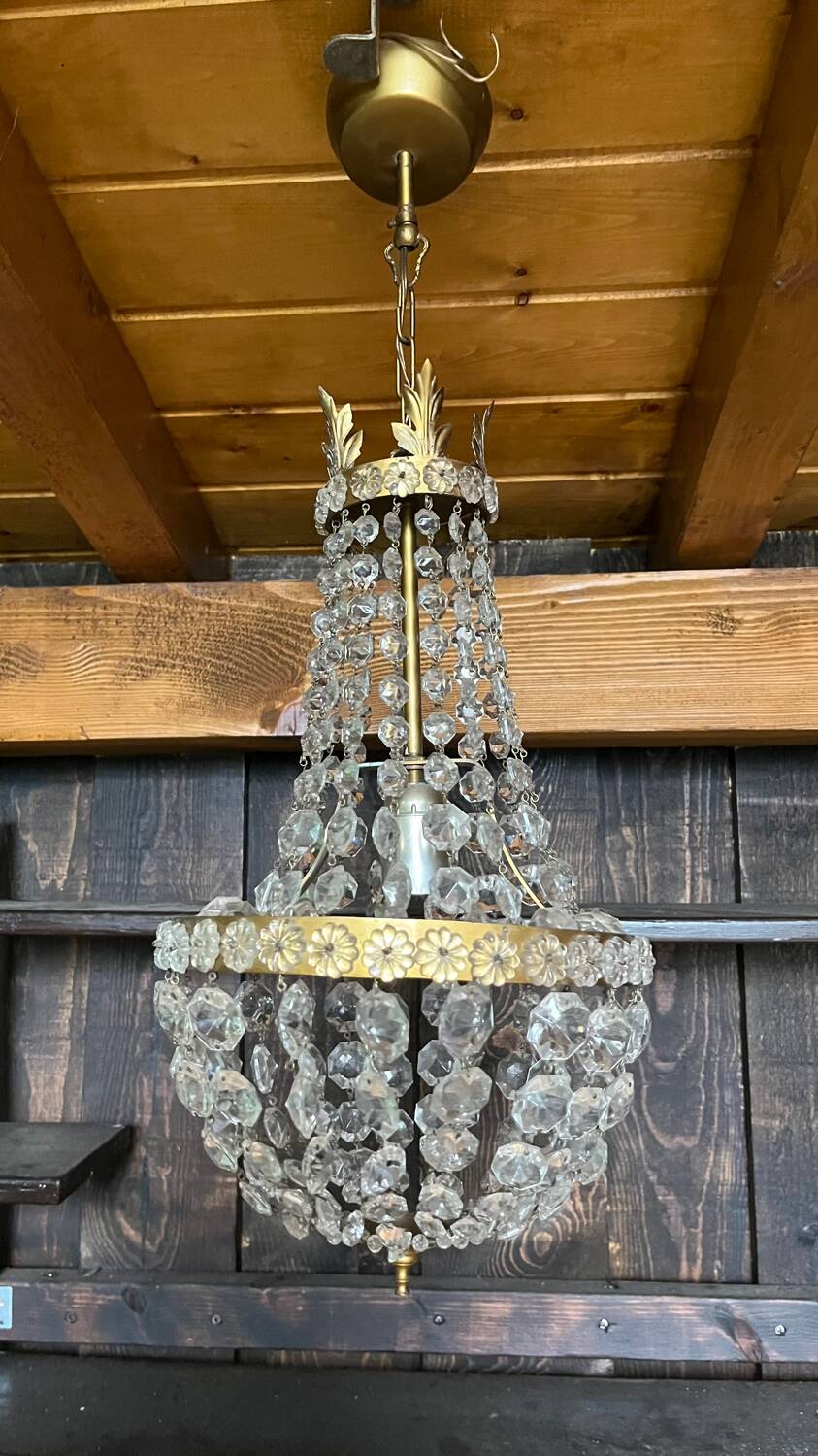 Old brass hot air balloon chandelier with pendants