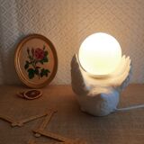 Vintage opaline globe bedside swan lamp