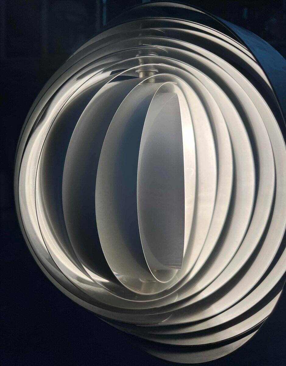 Mid-century modern moon pendant lamp from East Germany by Verner Panton for Erjoka, 1960s.