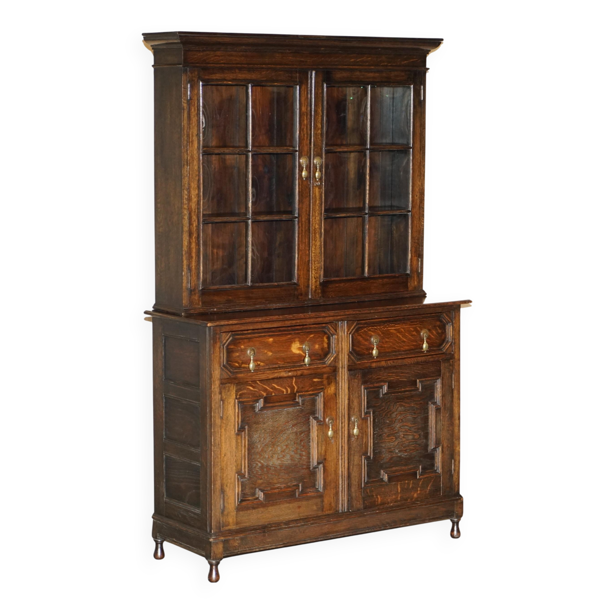 Jacobean Revival library in carved oak