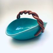 Vintage studio art pottery candy bowl by Alexandre De Wemmel, Belgium, 1950s.