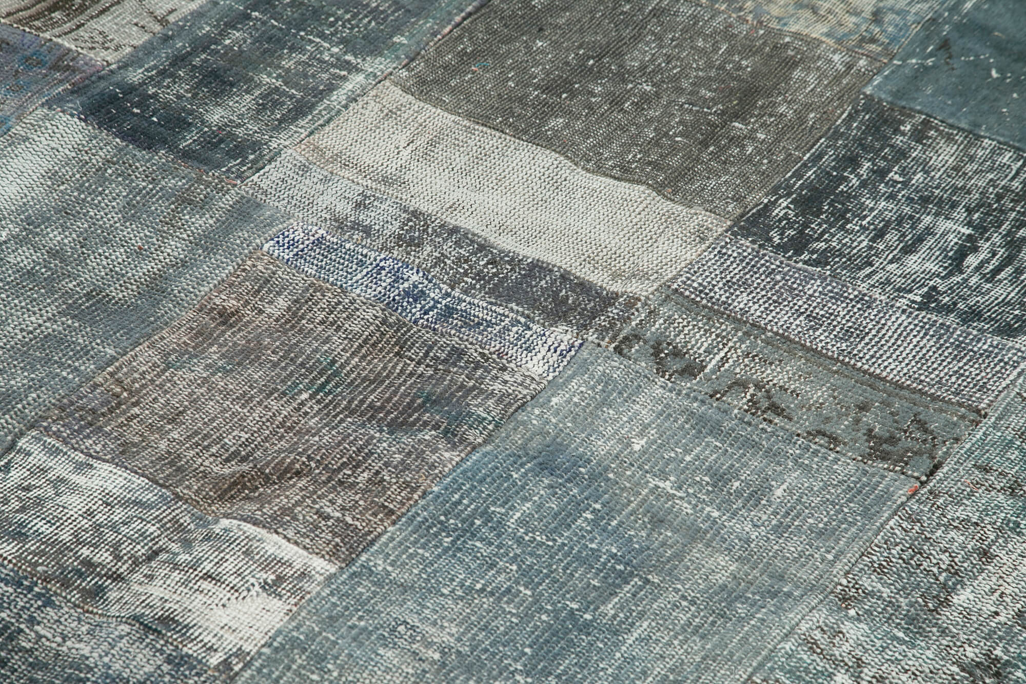 Handwoven Oriental Overdyed 201 cm x 300 cm Grey Patchwork Carpet