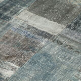 Handwoven Oriental Overdyed 201 cm x 300 cm Grey Patchwork Carpet