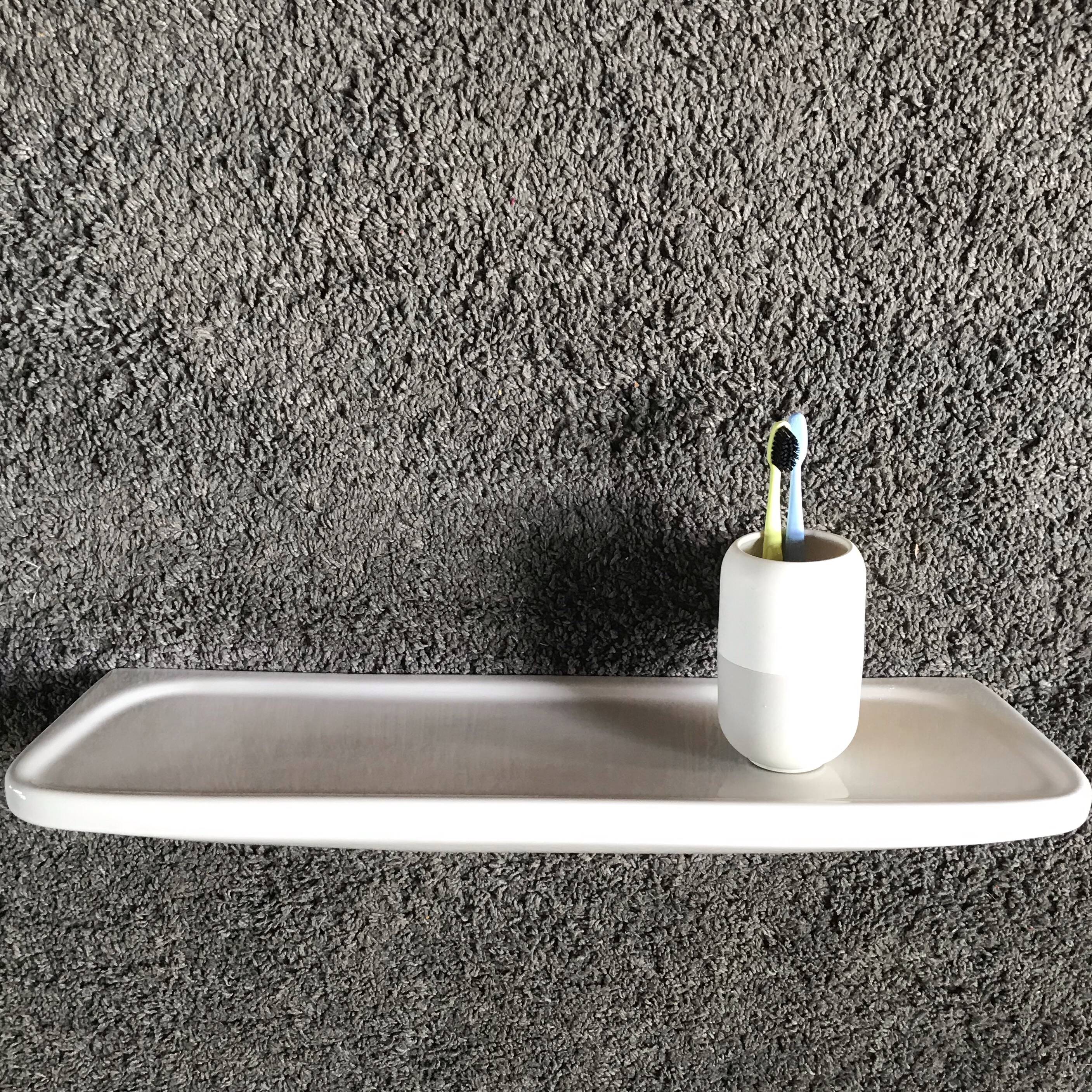 Vintage white porcelain ceramic bathroom wall shelf from the 1950s
