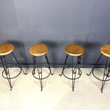 Vintage french wrought iron bar stools, 1960s - set of 4