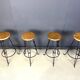 Vintage french wrought iron bar stools, 1960s - set of 4