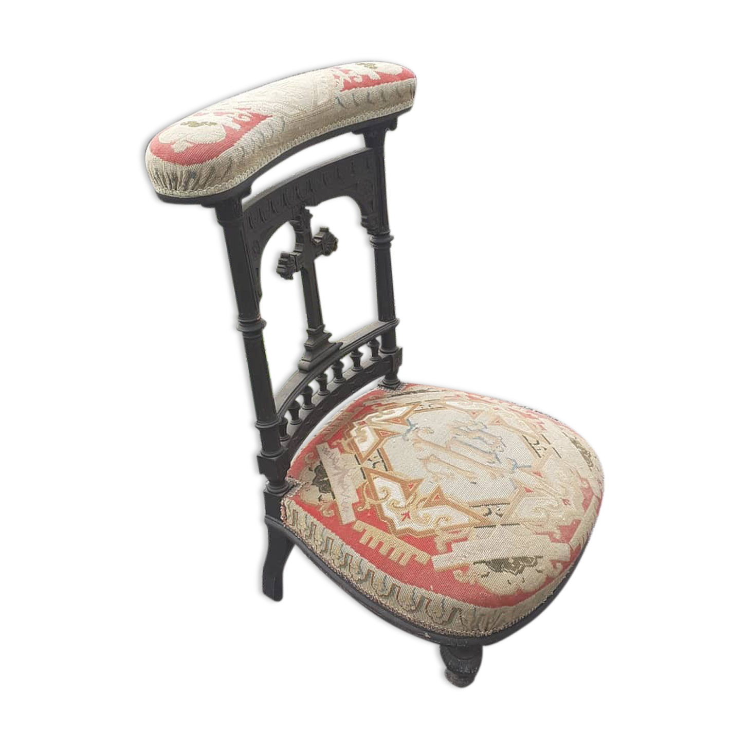 Prie dieu assise et repose mains en tapisserie