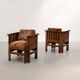 Pair of Amsterdam School walnut armchairs, Netherlands, c. 1930