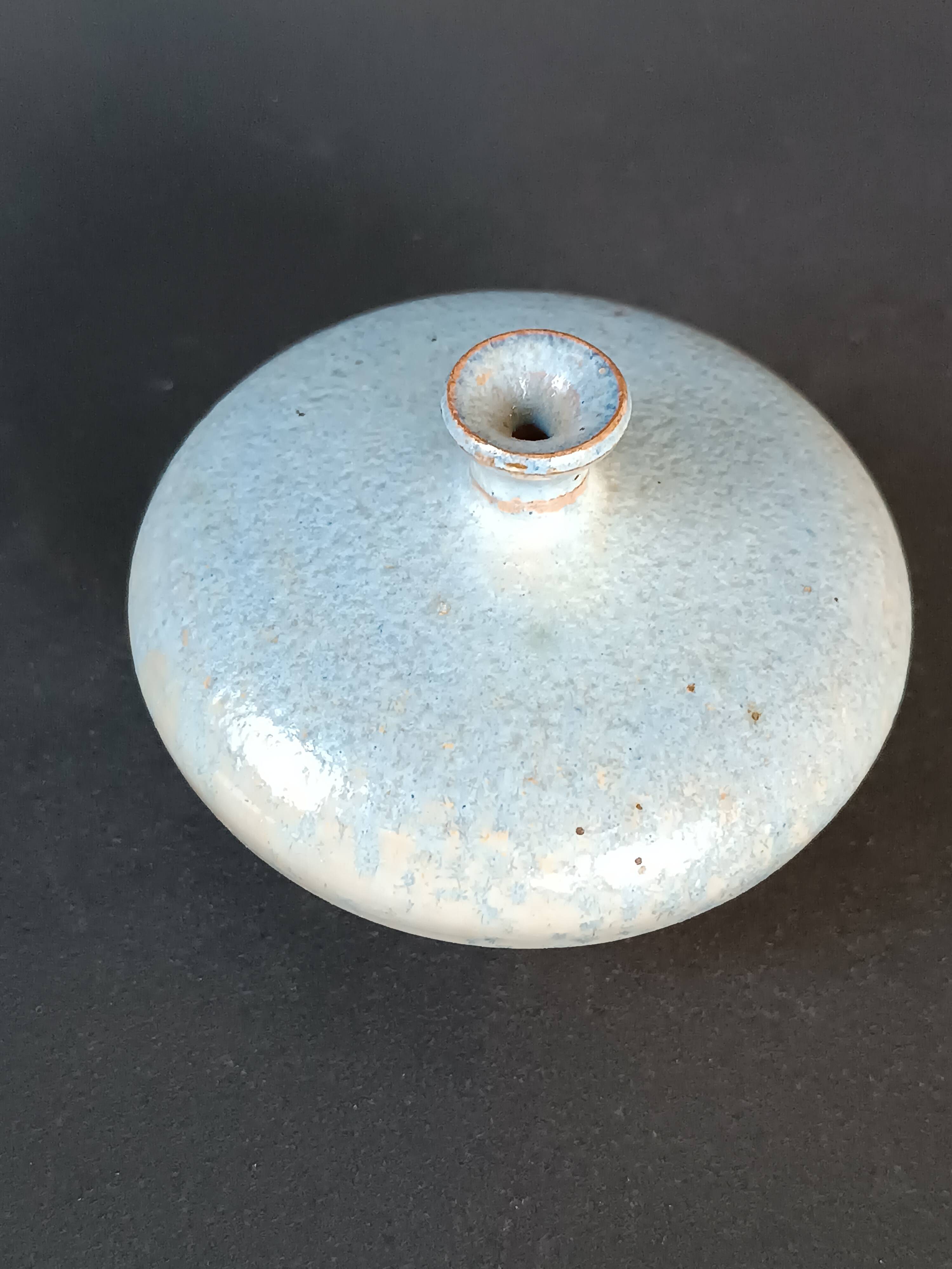 Glacier blue stoneware spherical ceramic Antonio Lampecco vintage