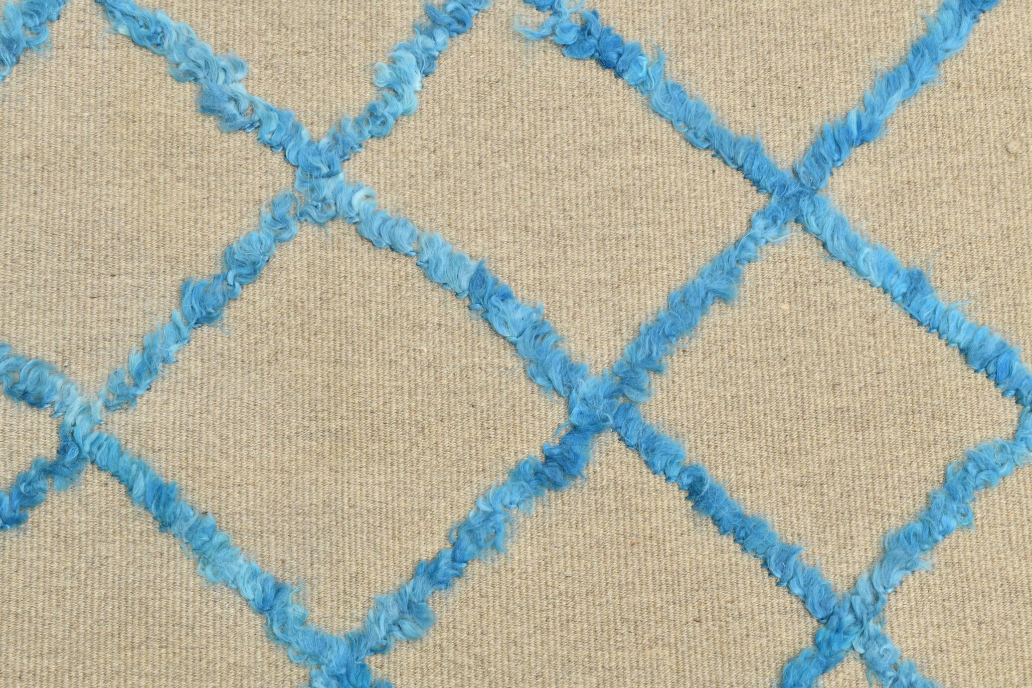 6x9 Beige & Blue Handmade Moroccan Rug, 185x282Cm SK 7339
