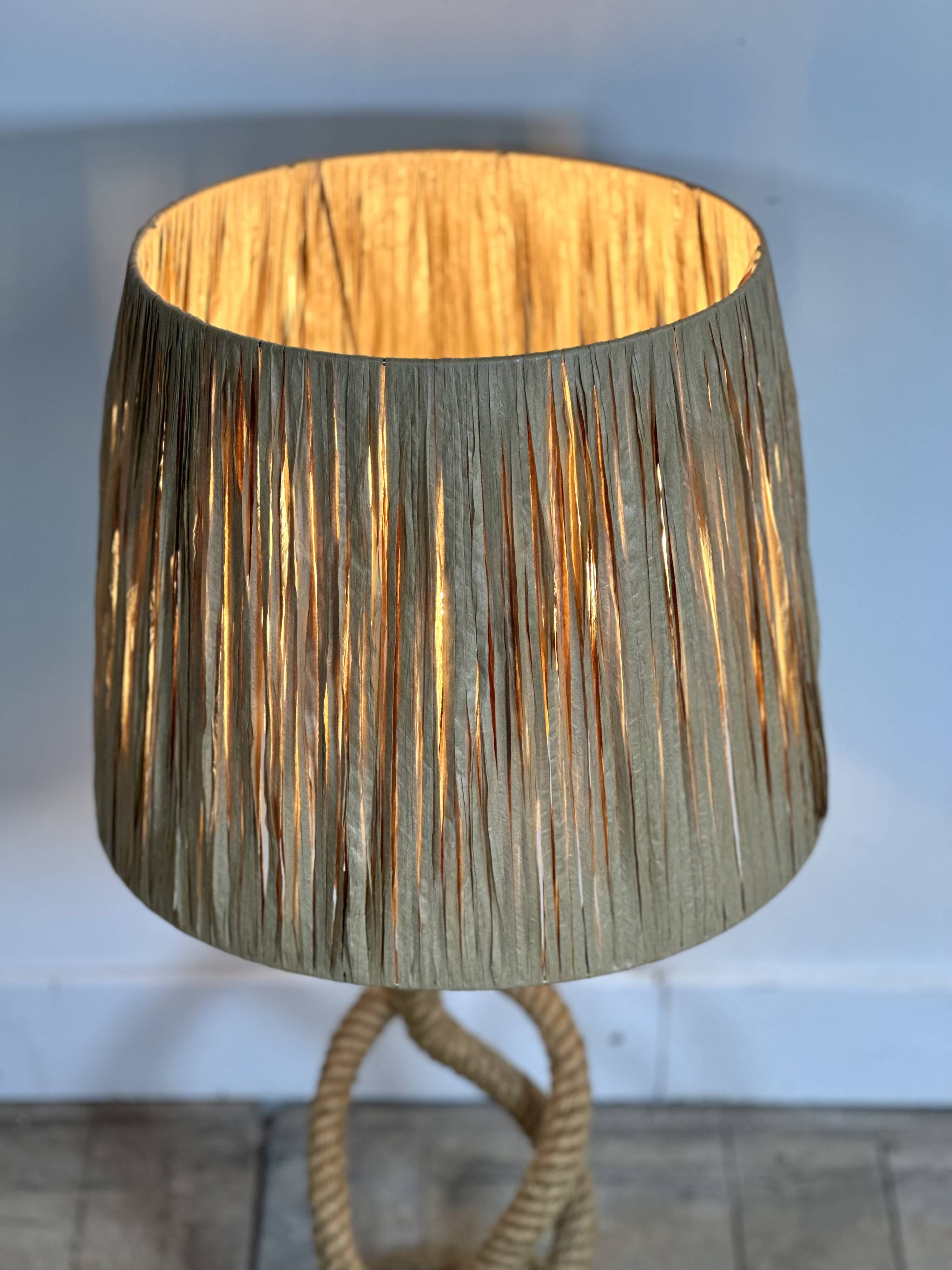 Audoux Minet lamp in rope and raffia 1950s
