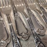 12 silver-plated metal table forks, Ercuis silversmith, Louis XV 29