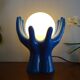 Lampe main céramique globe boule design vintage 1970