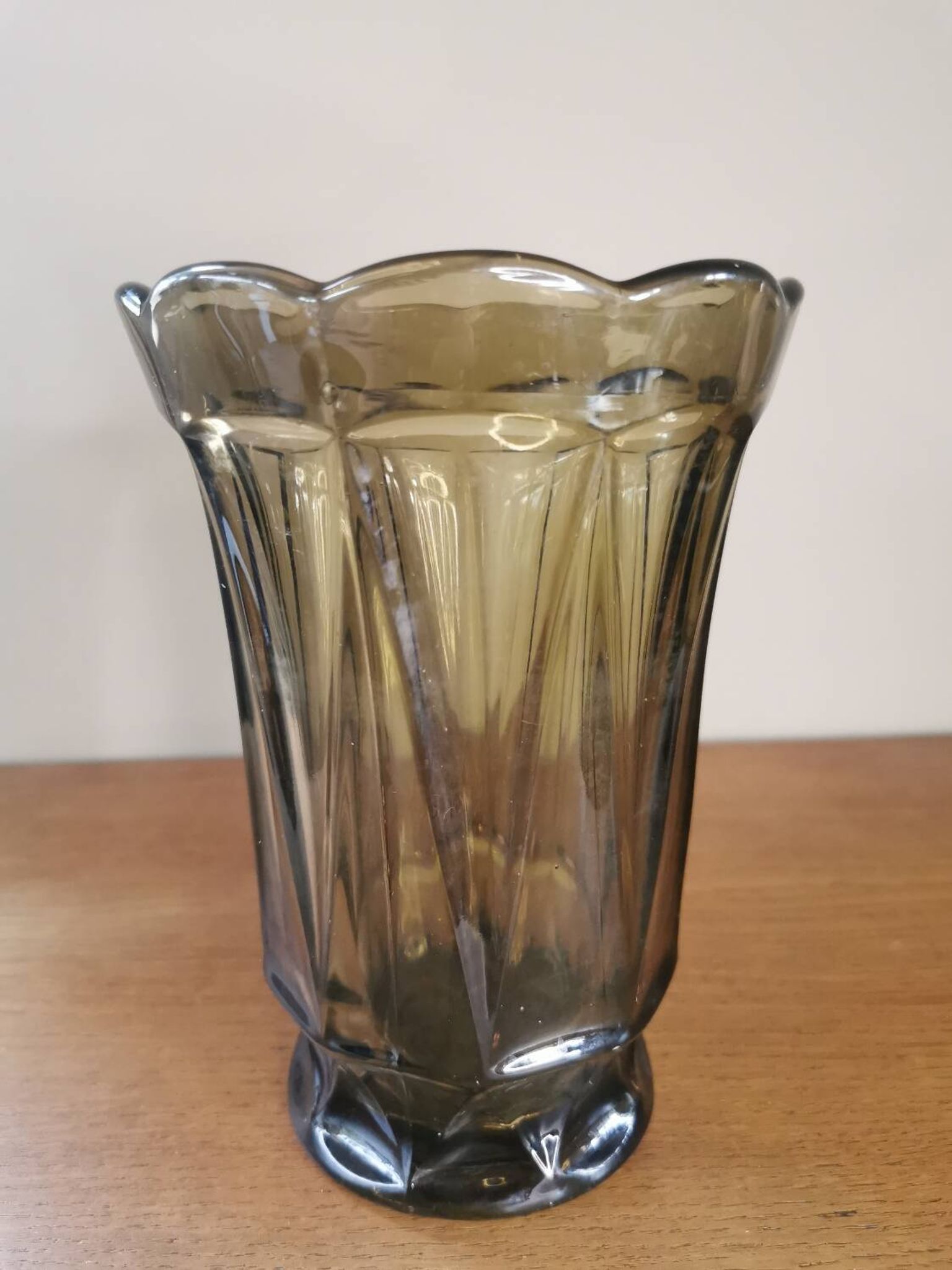 Vase vintage verre fumé