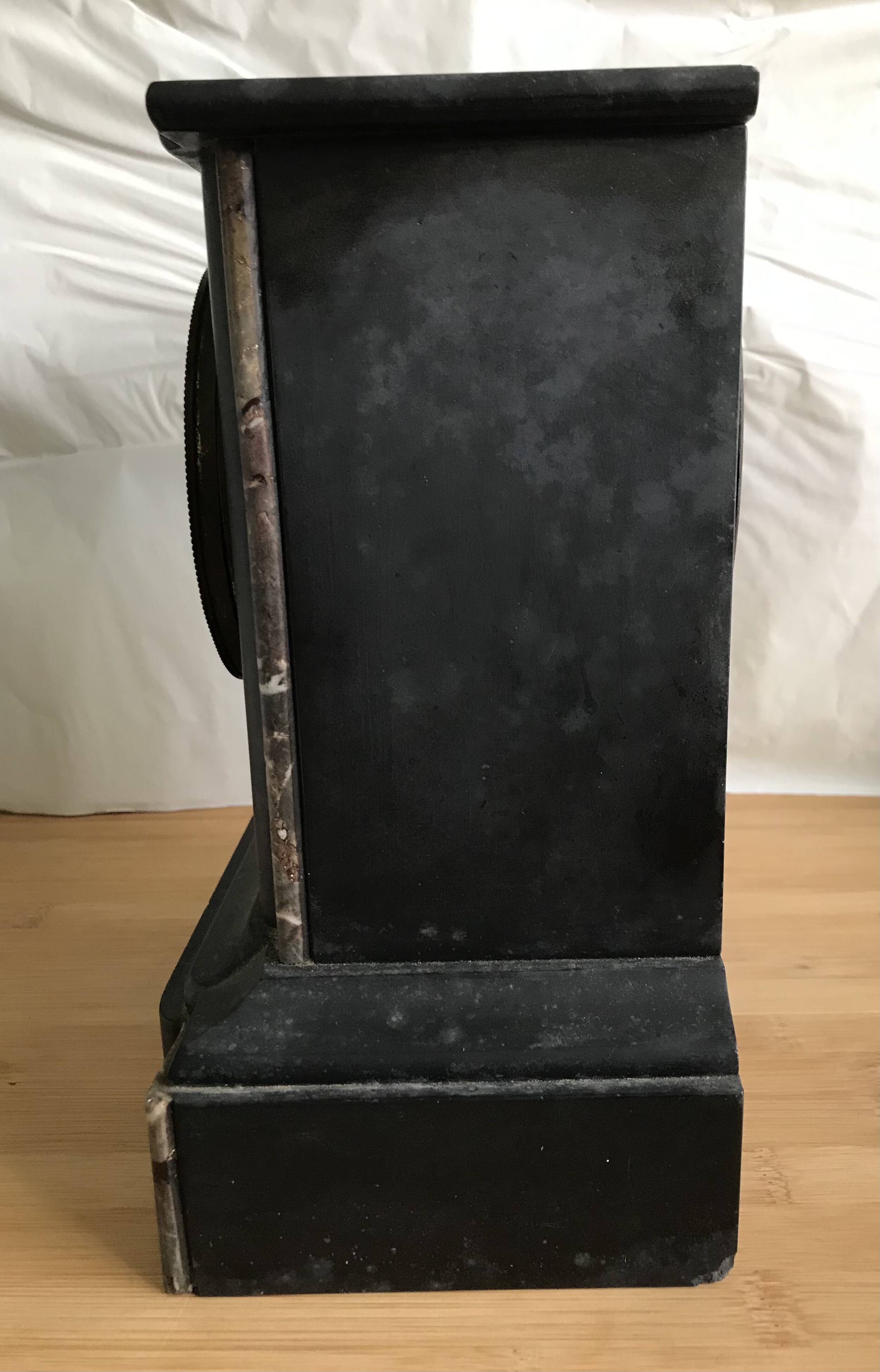 Antique black marble clock from the Napoleon III period